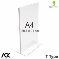 A4 T Type Acrylic Brochure, Tent Holder A4 Acrylic T A5 2 Sides