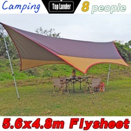 5.6x4.8m Large Camping Tarp 8-person Outdoor Camp Sun Shelter Butterfly Shape Tent Tarp 210D Oxford 