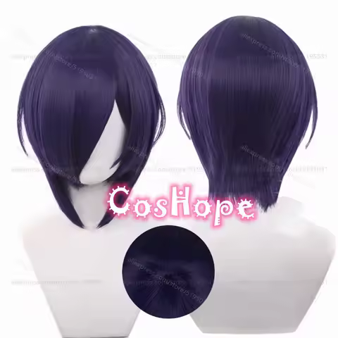 Touka Kirishima Cosplay Wig 32cm Short Dark Purple Wig Anime Heat Resistant Synthetic Wigs for Hallo