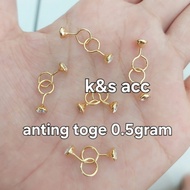 0.5g gold bean sprout earrings, 925 silver, yellow gold plated