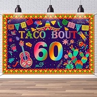 Taco Bout 60 Backdrop 60 Fiesta Mexican Cactus Birthday Banner Happy 60th Birthday Background Banner