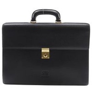Pre-owned LOEWE Anagram business bag in vintage black calfskin leather. A4 size with flap.