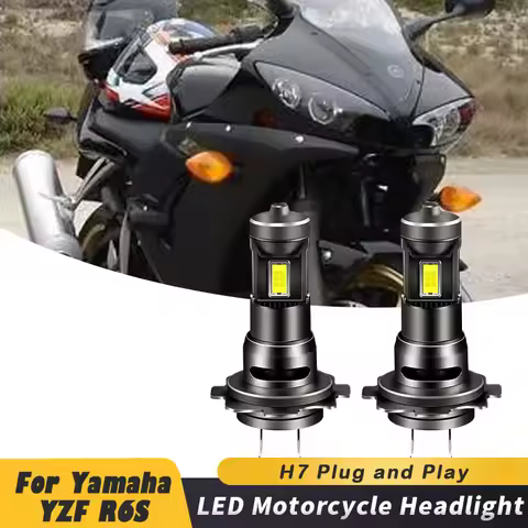 1/2pcs 35W H7 6500K Bright White Motorcycle A5 LED Bulbs Headlight For Yamaha YZF R6S 2006 2007 2008