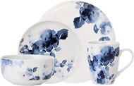 Safdie & Co. Midnight Rose 16 Piece Dinnerware Set, Service for 4, Fiesta Dinnerware, home trends an
