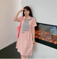 đầm kiểu suông phối sọc rút eo thoải mái N6-0224