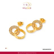 WELL CHIP Roman Numeral Gold Earstud- 916 Gold/Anting-anting Emas - 916 Emas