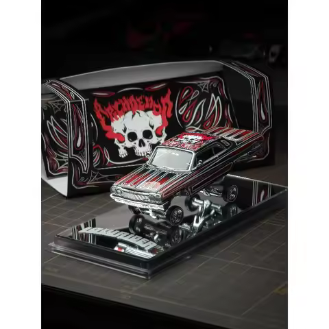 97M 1:64 Chevrolet Impala 1964 West Coast Gypsy Rose Lowrider Day of The Dead Special Diecast Car Mo
