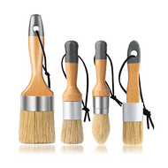 4Piece Chalk and Wax Paint Brush Furniture Small Round Oval Brush Chalk Paint Brush with Natural Bristles for Painting or Waxing