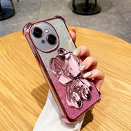 Ybd Shining Mũ Hồng Gấu vỏ điện thoại cho TECNO Spark Go 1 2024 Spark Go 1 S TECNO Pop 9 4g mạ điện 