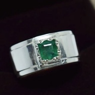 Custom List for brother - Natural Pansjher Emerald Ring 925 Silver Ring
