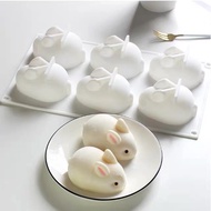 ISALES 6 Cavity 3D Rabbit Mould Jelly Mould Silicone Mold