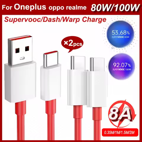 Oneplus Charger Cable 100W 80W 65W Warp Supervooc Oneplus 13R 13 12 11 10R Nord 4 CE4 Lite Usb Type