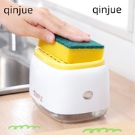 QINJUE Sponge Soap Pump Dispenser, 2-in-1 Manual Press Detergent Dispenser, Wall Mounted Refillable 