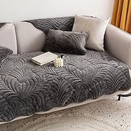 vctops Super Soft Flannel Sectional Couch Covers Leaf Pattern Sofa Cover Non Slip Quilted L Shape Sofa Cover Plush Thicken Sofa Slipcover Sofa Slipcover for Kids Dogs Pets(Grey,28"x82")