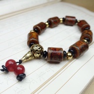 Agate Three-Eyed Dzi Bracelet Men's Dzi Bead Agate Bracelet [Get Coupon] 9.15