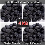 HITAM Garden and aquarium black coral stone 4kg / black coral decorative stone / black coral stone /