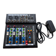 สเตอริโอมิกเซอร์ 4ช่อง เครื่องผสมเสียง stereo audio mixer 4 channel มีบลูทูธ #F4-USB-LX