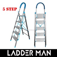 5 Step Stainless Steel Aluminium Pedal Foldable Stool Ladder with Soft Hand Grip [SSA05]