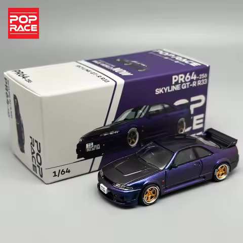 POPRACE 1:64 GTR R33 Purple JDM Alloy Car Model PR64-256