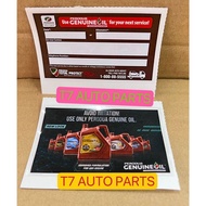 PERODUA MILEAGE STICKER oil reminder sticker