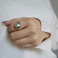 18k金 獨家設計珍珠戒指 大溪地黑珍珠12-13mm珍珠戒指
