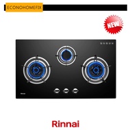 [ RINNAI ] RB-983G 3 Burner Built-In Hob Tempered Glass (Black) Top Plate