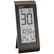 Seiko Clock Alarm Clock Alarm Clock, wall clock, electric wave digital, daily calendar, temperature and humidity display, brown metallic, body size: 24.2 x 10.5 x 2.5 cm, SQ431B