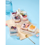 Two Palace Grid Dessert Gift Box 2/4 Grid Dessert Box Wooden Transparent Pudding Box Mousse Cup Cake