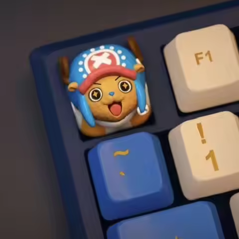 1PCS One Piece Tony Tony Chopper Artisan Keycap 3D Resin Hand-Painted Keycap for Cross Axis Mechanic