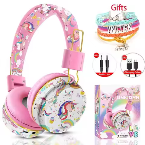 Unicorn Kids Headphones Bluetooth Headset Wireless & 3.5mm Wired Headsets Stereo Music Headphones fo