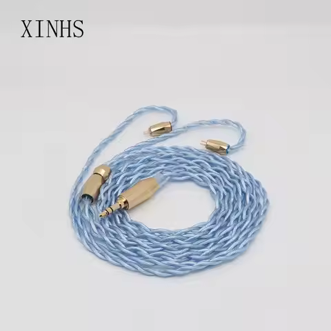 XINHS AWG 23 4 Core Single Crystal Silver Palladium Plating Earphone Replace Wire 3.5/2.5/4.4mm MMCX