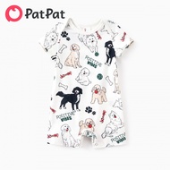 Patpat gia đình phù hợp với Allover nụ cười dễ thương Doggy mô hình ngắn tay Bộ đồ ngủ
