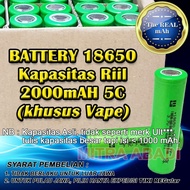 Baterai/Batre/Battery 18650 Kapasitas Riil 2000 mAh 5C (Khusus VAPE)