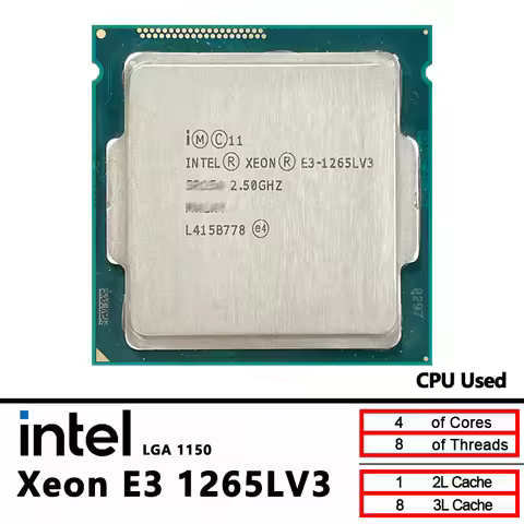 Intel Xeon E3-1265L v3 E3 1265Lv3 E3 1265L v3 2.5 GHz Used 4C/8T 45W LGA 1150