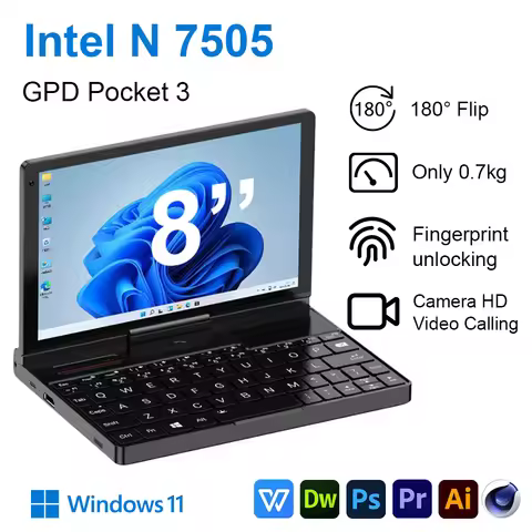 GPD Pocket 3 Mini Handheld laptop 8 Inch Intel Pentium Gold 7505 Notebook 16GB LPDDR4*3733 MHz NVMe 