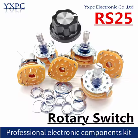 1pcs RS25 Band switch 1P11T 2P4T 2P5T 2P6T 3P3T 3P4T 4P3T Mount Rotary Switch Selector Band Pole Pos
