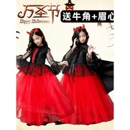 kids Halloween Costume Halloween kids Costume Girl's Vampire Performance Costume Cape cos Performanc