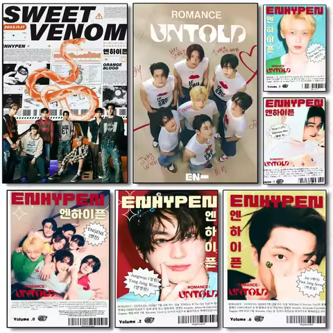 Poster Multi-Purpose Wall Art for Living Room Bedroom Office Hallway Bar Korean Kpop Band E-E-ENHYPE