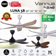 ALPHA VANNUS LUNA 5B 60" 56” 46” 40” 36” Inches DC Motor Remote Ceiling Fan