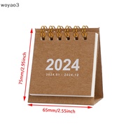 [woyao3] Refreshing Simple Solid Color 2024 Mini Portable Desktop Paper Calendar Creative Table Coil Calendar Office Desk Decoration Boutique