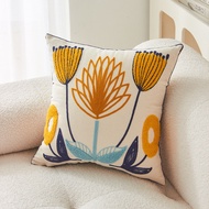Sofa Embroidered Pillow case, 45x45cm Embroidered Flower Tulip Pillow case, Plant Flower Embroidered