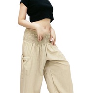 Women Harem Pants Aladdin Pants Unisex Trouser Thai Cotton Pants beige