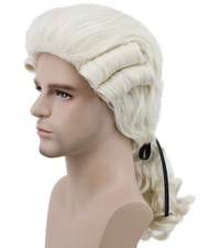 Judge Colonial Wig Man Long Wave Beige Wig Washington Halloween Costume Cosplay Wig