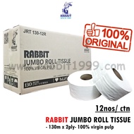 RABBIT JUMBO ROLL TISSUE - 2 ply (130m x 12nos/ ctn) - tisu tandas / jumbo roll tissue / jumbo roll