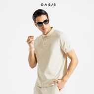 OASIS เสื้อโปโลชาย แขนสั้น ผ้าคอตตอนสแปนเดกซ์ เสื้อโปโลผู้ชาย รุ่น MPSV-1901 สีขาว  เบจ