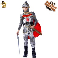 Children Halloween General Warrior Costume Stage Makeup Carnival Silver Crusader Party Costume