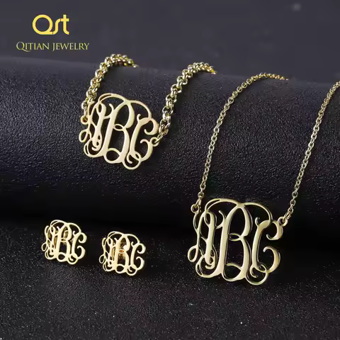 3PCS Stainless Steel Custom name Necklace Women Personalized Jewelry Alfabet Choker Letter combinati