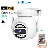 ❦SRIHOME CCTV SH047 5G Wifi Wireless IP Security Camera Outdoor PTZ, Two-Way Voice, Night Vision, 2K (4MP), Surveillance☉