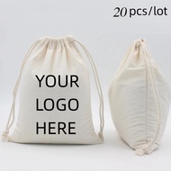 10/20pcs LOGO Customized Cotton Drawstring Bag Wedding Party Gift Packaging Pouches Personalized Hom
