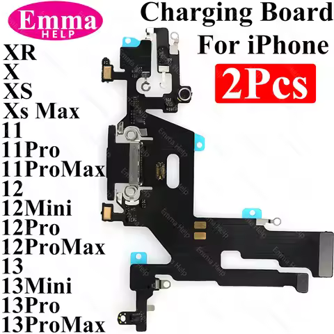 2pcs Charging Board Flex For iPhone 13 11 Xs Max 13Pro Max 12 Mini X XR SE 8 Charger USB Connector M